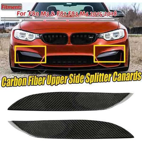 1 Paar Frontstoßstangenlippen aus Kohlefaser, passend für BMW F80 M3 F82 F83 M4 (2015–2018) (1/4)