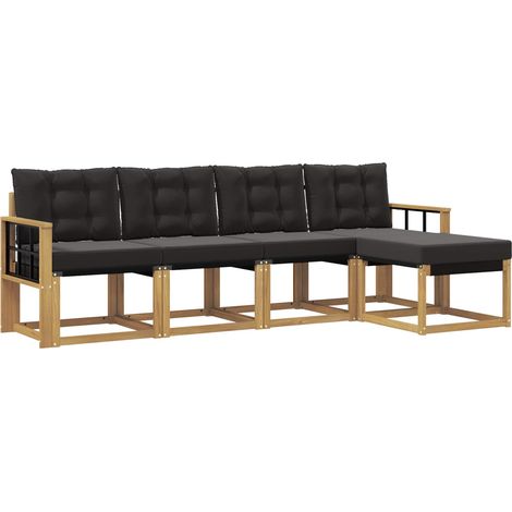 vidaXL Outdoor Sofa Set with Cushion 5 pcs White and Black (1/4)