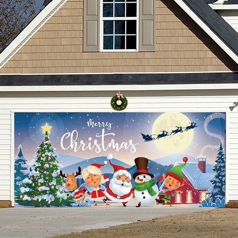 Bannière Garage, 400x180cm, avec Oillets et Corde en Cuivre, Décoration de Noël pour Garage, Terrasse, Jardin, Clôture (1/5)