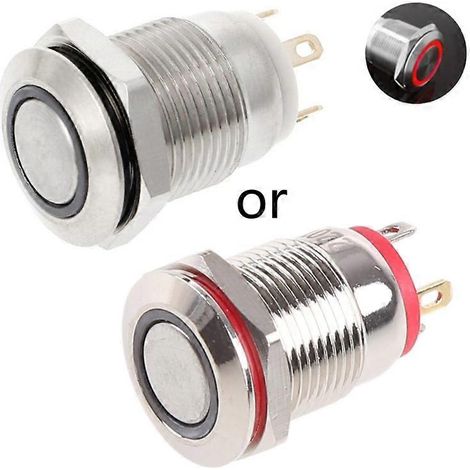 Interrupteur à bouton-poussoir momentané en métal avec LED de 12 mm, pour bateau ou voiture, 3 A/220 V CC (1/4)