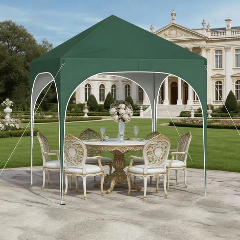 Gazebo pieghevole da giardino 2 x 2 m con 4 pareti rimovibili, altezza regolabile, verde DESVIAE (1/5)