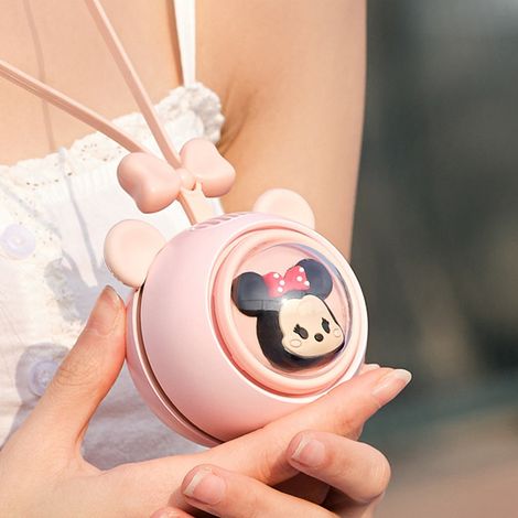 Nouveau ventilateur de cou pour étudiants, portable, longue durée de vie de la batterie, mini, silencieux, motif ourson fraise, Mickey Mouse. (1/4)