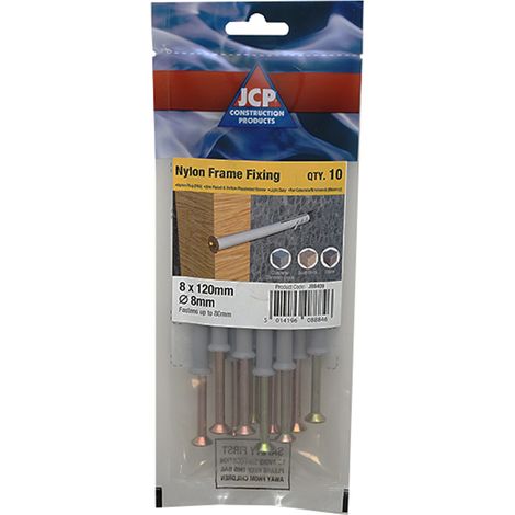 Jcp Fixings Nylon Frame Fixings ZYP 8 x 100mm - Box of 50