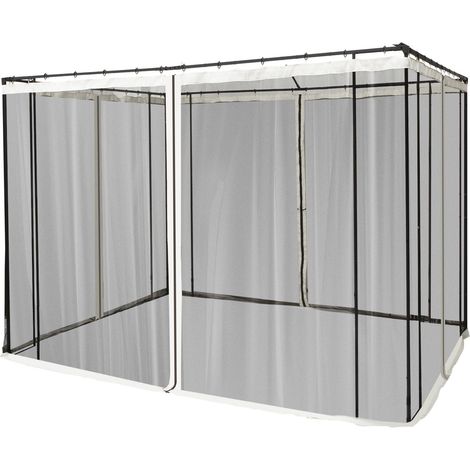 Moskitonetz 3X3 Pavillon 4 Seitenteile Fliegennetz Reißverschluss Nylon-Mesh Schwarz