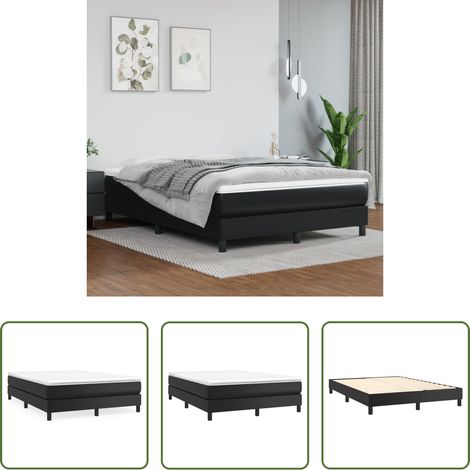 vidaXL Estructura de cama con somier cuero sintético negro 140x200 cm (1/5)