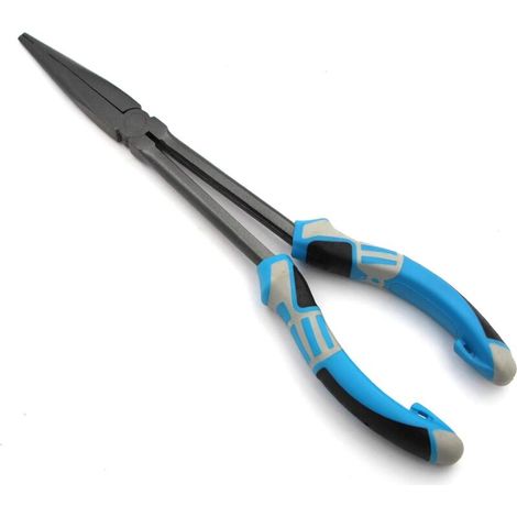 Pince à bec long avec coupe-fil tungstène et dégorgeoir, pince multiprise pêche acier carbone pour retirer hameçons et couper tresse, 1 pièce bleue (1/4)