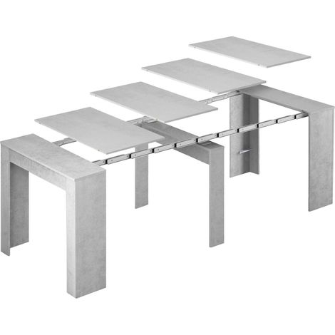 Dmora Konsolentisch Compton, Ausziehbarer Esstisch, Tisch mit Mehrzweckverlängerungen, die auf bis zu 10 Sitzplätze erweitert werden können, cm 51/237x90h78, Beton (1/5)