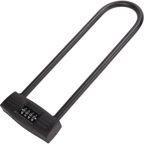 Candado en U compacto y plegable para bicicleta, con combinación alargada de 4 dígitos, antirrobo, arco largo y reiniciable. (1/4)