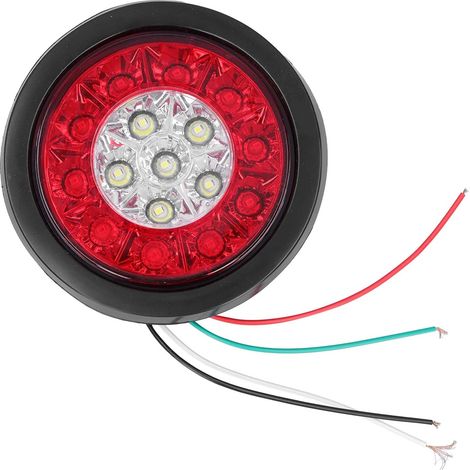 12-24V Feux Arrière 16 Lampe LED Feu Arrière Rond Rouge Blanc Couleur de la Lumière Clignotant Lumineux Assemblage de Feux Arrière pour Camions Remorques RV (1/5)