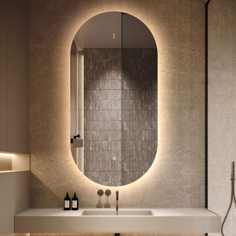 Espejo de baño led ovalado 50x100cm diseño retroiluminado Konughs L