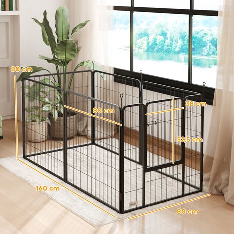 Parc pour chien. enclos chien 6 panneaux modulable et pliable. portable en acier avec porte 80 x 80 gris (1/5)