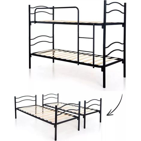 letto a castello smontabile in metallo nero 203x145,5x83 cm (1/4)