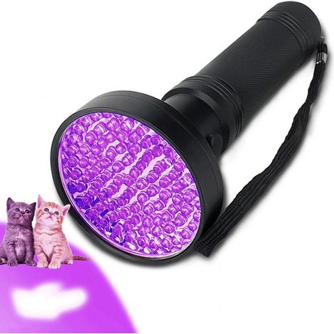 Linterna de luz negra UV, detector ultrabrillante de 100 LED y 395 nm para orina de animales y manchas secas (compatible con eliminadores de olores).