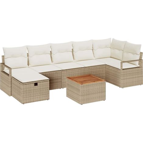 Maison Exclusive - Set Divano da Giardino con cuscino 8 pcs Beige Poly Rattan