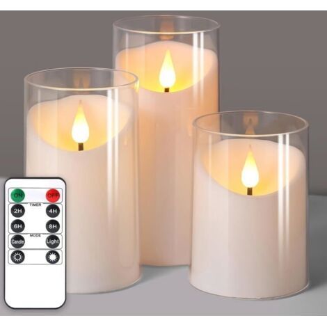 Ensemble de 3 bougies piliers LED 3D alimentées par batterie, fausses bougies (1/5)