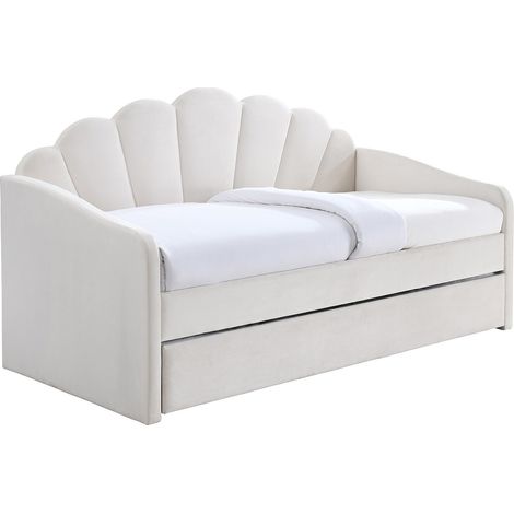 Letto a scomparsa conchiglie 2 x 90 x 190 cm Velluto Beige - ELUSIA