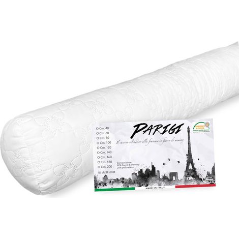 GUANCIALE cuscino PARIGI cilindrico alla FRANCESE traversino TUBOLARE lungo in 4 MISURE Cm. 180