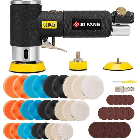 48Pcs mini ponceuse excentrique à air comprimé 25mm/50 mm/ 75mm Ponceuse Orbitale Air Sander 1"/ 2" / 3" pneumatique orbitale avec disque (1/5)