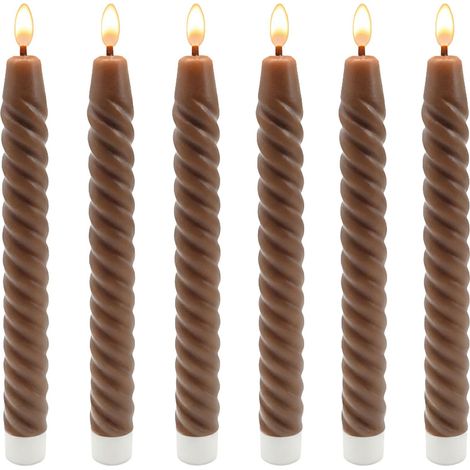 LED-Stabkerzen ohne Flamme, echtes Wachs, 6er-Set
