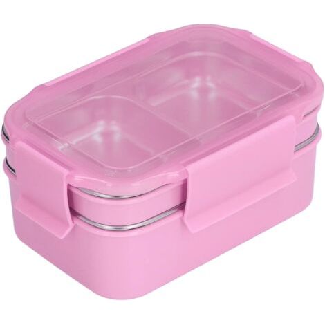 BUNTHAUS Boîte à lunch en acier inoxydable 304, boîte à lunch double couche, stockage des aliments avec compartiment pour adultes, enfants, bureau, voyage scolaire(Rose) (1/5)