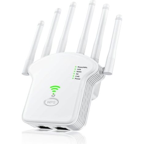 1 répéteur wifi,double bande 2.4g/5g,débit 1200mbps,avec 6 antennes,couverture 360 degrés,maison et bureau (1/5)
