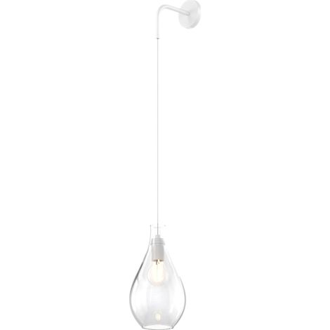 Applique Contemporanea Drop 2.0 Metallo Bianco Vetro Trasparente 1 Luce E27