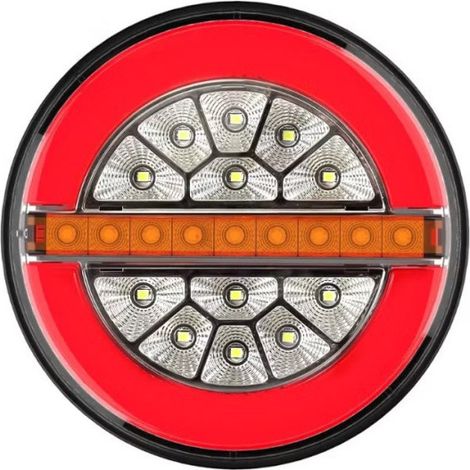 Feu stop LED de type Hamburger avec clignotant séquentiel dynamique Ø 13 cm 12–24 V pour camion, remorque, bus, 3 fonctions