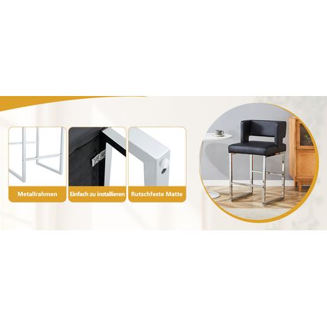 Barhocker, verstellbar, 48 x 53,3 x 91,4 cm, schwarz und silber (1/5)