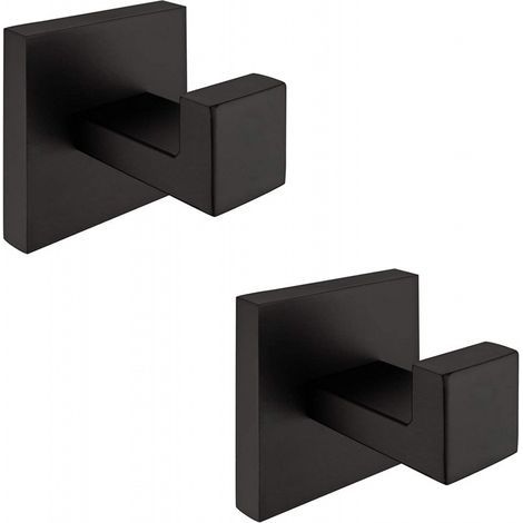 Juego de 2 piezas de ganchos para puertas, percheros, toalleros y ganchos de pared de acero inoxidable SUS304, con un moderno estilo industrial para baños (Negro). (1/5)