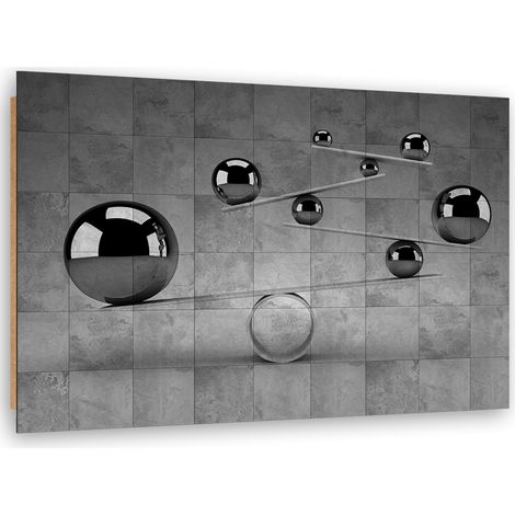Quadro deco panel, Palline 3d d'argento - 60x40 (1/5)