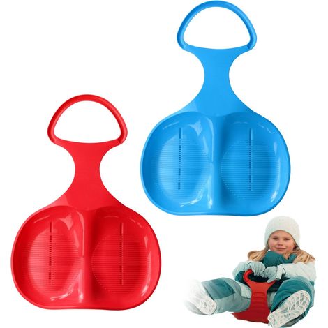 2 Bobschlitten mit Griffen, Kinderschlitten mit Griffen, Wintersport im Freien, Schneescheiben, Schneeschlitten, Kinderschlitten zum Rodeln und Rodeln