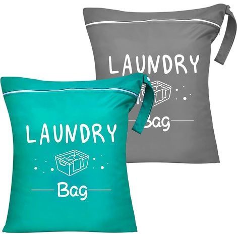 2 pièces sac linge sale voyage sac linge sale avec fermeture éclair et poignée sac linge sale voyage enfant Contient le linge sale les maillots Idéal pour les familles et les voyageurs 48x38 cm (1/5)
