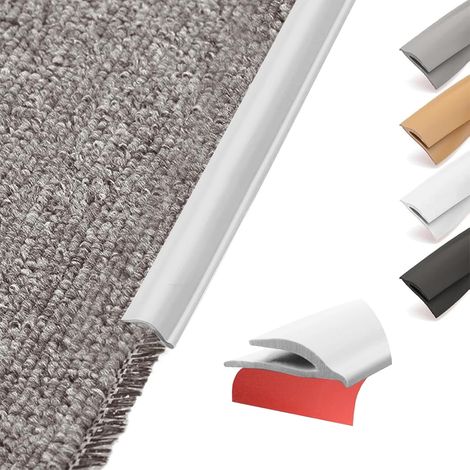 Profilé de transition flexible en PVC autocollant - Bord pour tapis et sol - Barre de transition découpable de tapis à carrelage, sol en vinyle, stratifié - Profilé de finition (blanc, 6 m) (1/5)