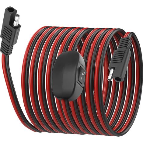 Rallonge SAE avec interrupteur ON/OFF - 14 AWG - Câble d'alimentation solaire - Câble de connexion rapide SAE - Connecteur pour panneau solaire, camping-car, moto (1/5)