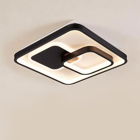 Lumière de plafond LED moderne 30 W, 3000 K/4500 K/6500 K, 3600 lm CRI≥80, Lumière de plafond pour salon, chambre, bureau, cuisine et hall d'entrée avec fonction mémoire noir (1/4)