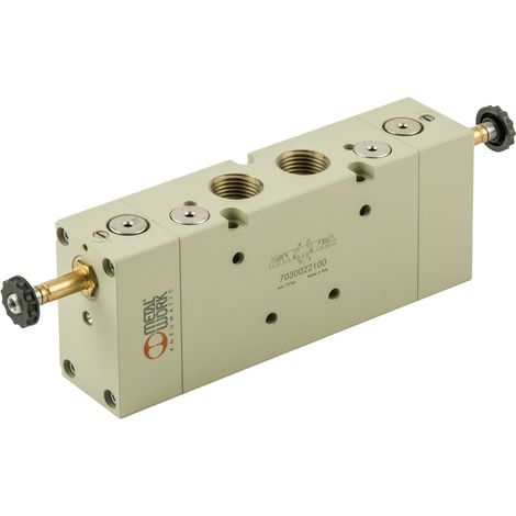Riegler 5/3-Wegeventil, elektropneumatisch, Mitte belüftet, G 1/2