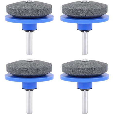 4 Pièces Aiguiseur de Lame de Tondeuse, Affûteur en Corindon, Accessoire de Meulage pour Perceuse Électrique et Manuelle, pour Lames, Haches, Pelles et Outils de Jardin (1/5)