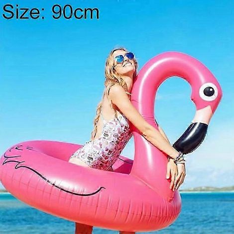 Bouée gonflable en forme de flamant rose, 90 cm, pour une utilisation estivale en piscine, modèle 2026, accessoire flottant conçu pour les activités nautiques récréatives.-AquaForge (1/4)