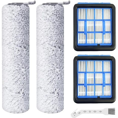 Rouleau de Brosse de Rechange et Filtre HEPA pour BISSELL CrossWave OmniForce Aspirateur Balai Sans Fil (3912N)& OmniFind, 2 Rouleaux de Brosse, 2 Filtres HEPA, 1 brosse de nettoyage (1/5)