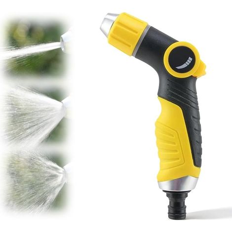 Lance d'arrosage haute pression, pulvérisateur d'eau réglable pour le lavage de voitures, le nettoyage de vitres, le lavage des sols et l'arrosage du jardin — Robuste, se raccorde au robinet (Jaune) (1/5)