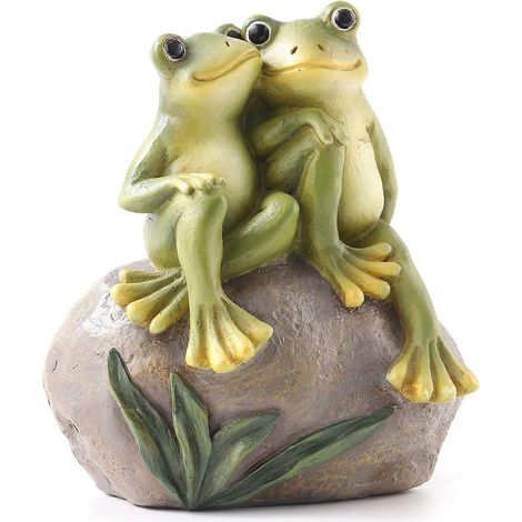 Décoration de jardin : couple de grenouilles romantiques en résine (1/5)