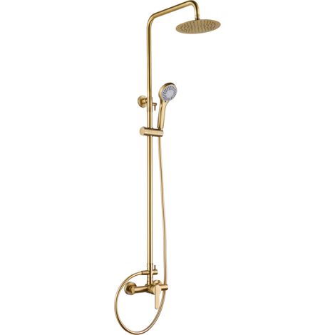 Conjunto ducha monomando Roma oro cepillado [ IMEX® ]