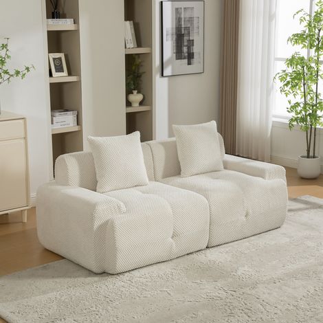 Canapé modulaire compressible en chenille,mousse 30D haute résilience,facile à déplacer,sol antidérapant,idéal pour salon,beige.(MI)