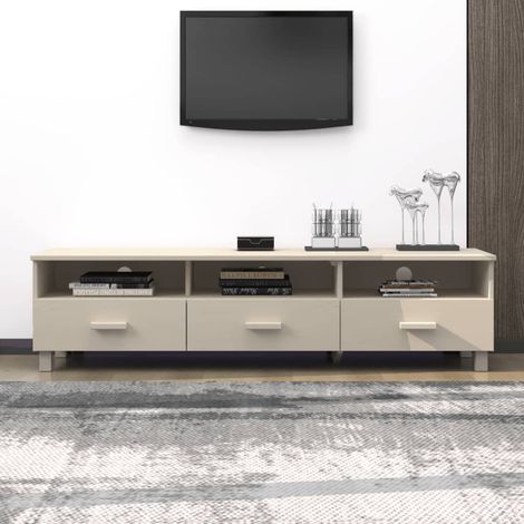 Mueble TV madera de pino maciza marrón miel 158x40x40 cm
