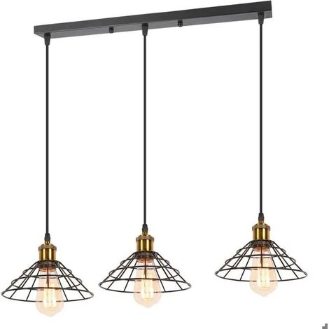 Rétro Suspension Luminaire Vintage en Métal Lampe de Plafond Industriel Abat-jour Design Chapeau Luminaire Réglable,21cm (1/5)