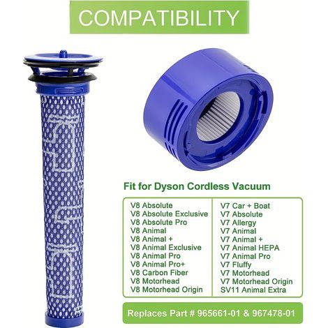 Remplacement du filtre pour les aspirateurs sans fil Dyson V7 V8 Animal Absolute, tête de moteur comparée aux pièces 965661-01 et 967478-01 (1/5)