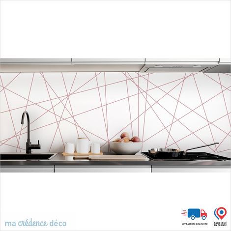 Crédence : Diagonales - Couleur Rose clair - Alu composite - 120 - 60 (1/3)