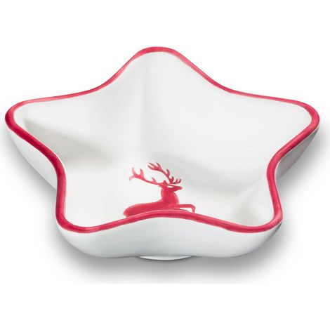 Gmundner Keramik Bordeauxr. Hirsch, Sternschale (L: 14cm)