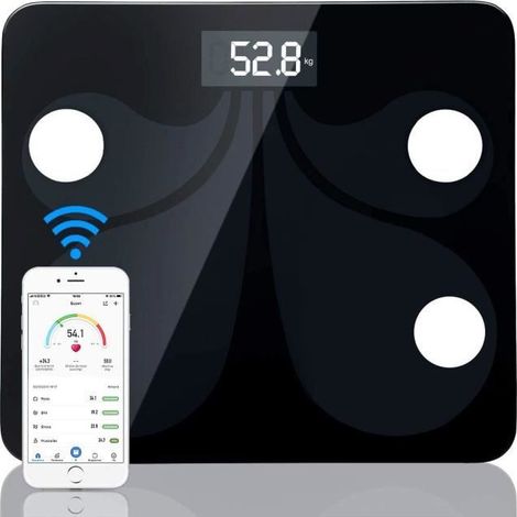 Balance de Poids Numérique- Digitale Balance de Salle de Bain Intelligente 200kg Maximum Bluetooth Balance de Graisse Familial av (1/4)