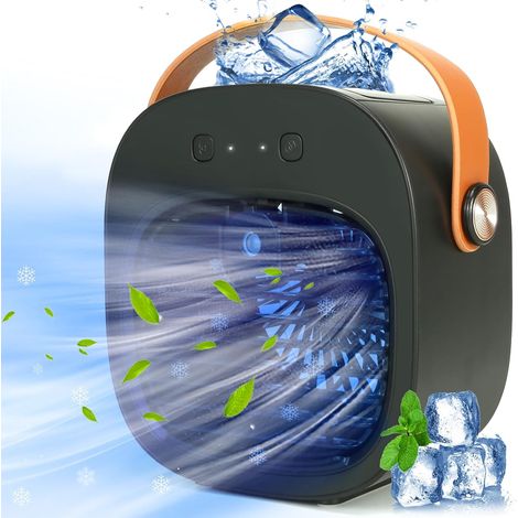Climatiseur portable - Refroidisseur d'air personnel, 3 vitesses, mini ventilateur silencieux pour la maison, la chambre, les voyages, noir (1/5)